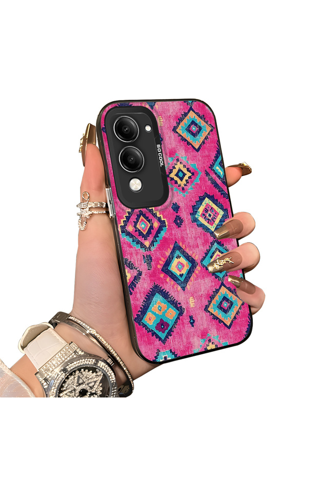 Vivo Y04 Compatible Hard Acrylic Back Silicone Edge Lens Protection Case