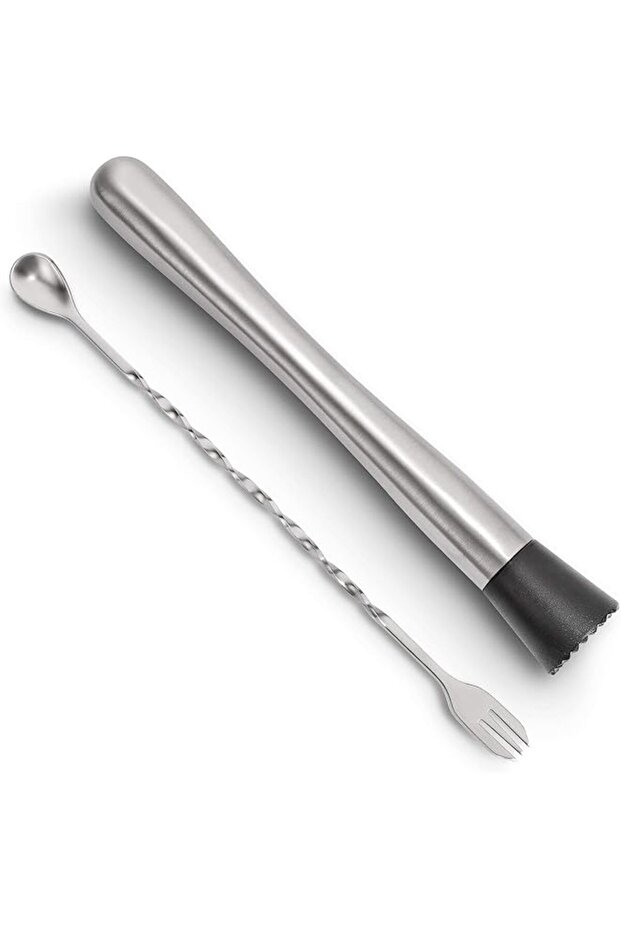 10 Inch Stainless Steel Cocktail Muddler and Mixing Spoon Home Bar Tool Set - Create Delicious Mojitos and Fruit Based Drinks