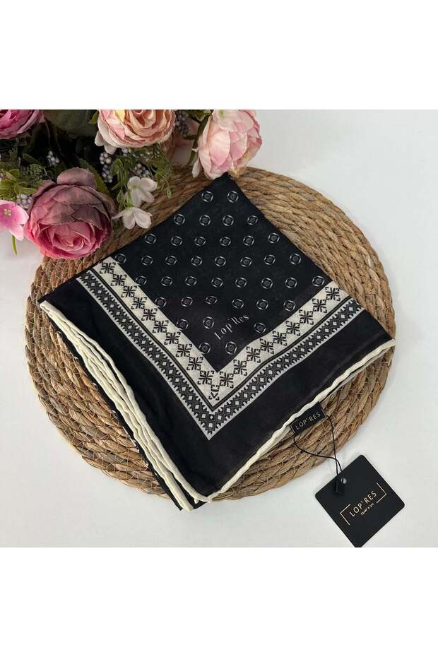Lop'Res Soft Cotton Scarf Black White Ldna1602