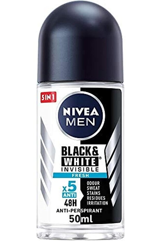 MEN Antiperspirant Roll-on for Men, Black & White Invisible Protection Fresh, 50ml