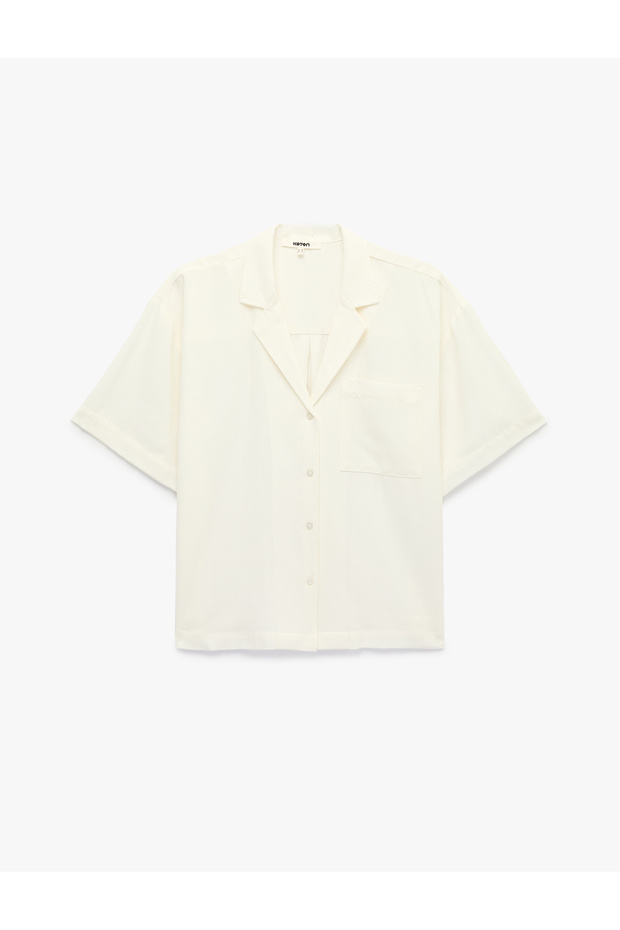 Linen Look Short Sleeve Shirt with Pocket Detail