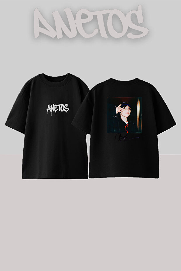 تي شيرت أسود كبير الحجم مطبوع بتصميم Billie Eilish_59 للجنسين