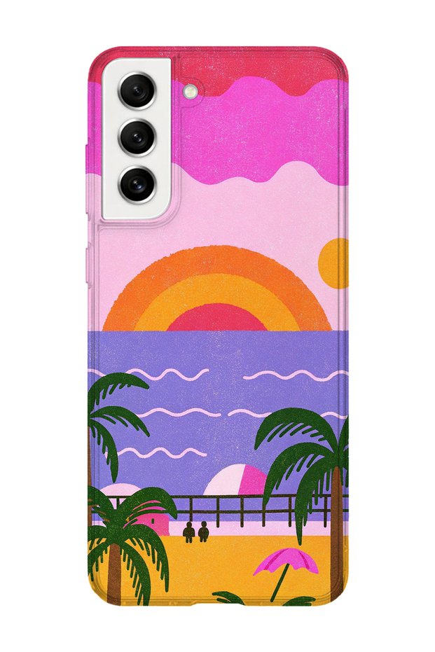 Samsung Galaxy S21 Fe Compatible Printed Transparent Phone Case |   Collection: Summer Beach Tropical
