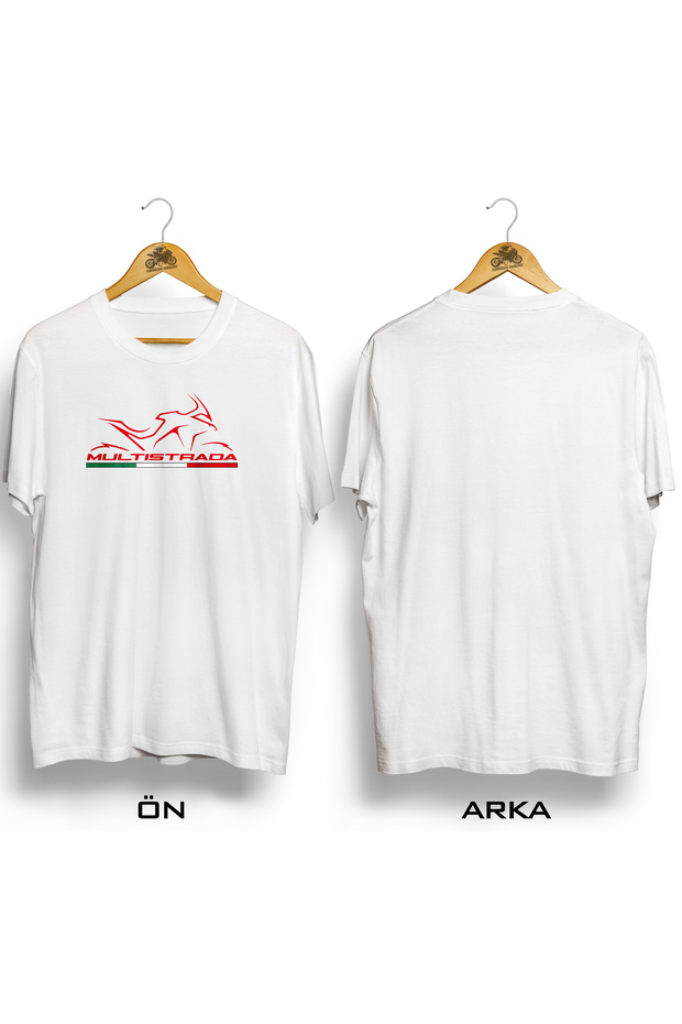 Multistrada Ducati / 100% Cotton 24/1 Fabric Premium Black and White Tshirt
