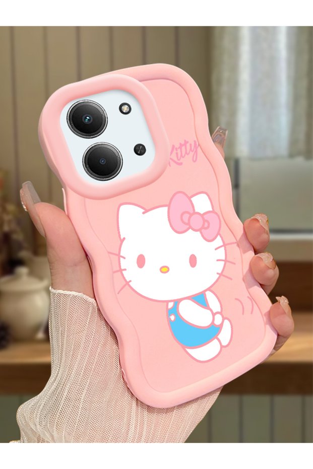 Redmi 15C 4g Compatible Case with Camera Protection Pink Silicone Couple Phone Case Kitty Pattern
