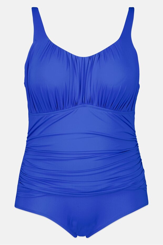 Women Plus Size Padded Plain One Piece Swimsuit, Royal Blue