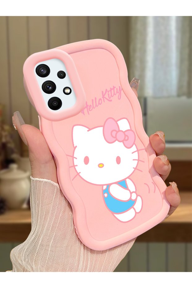 Samsung Galaxy A73 Compatible Case Camera Protector Pink Silicone Couple Phone Case Kitty Pattern