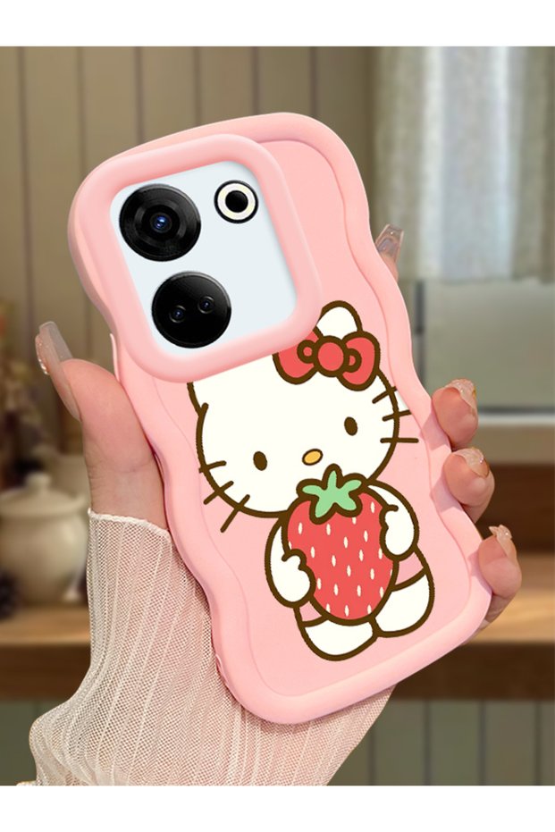 Tecno Camon 20 Pro 4g Compatible Case Camera Protector Pink Silicone Couple Phone Case Kitty Pattern