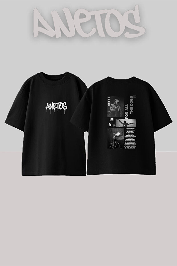 Drake for All the Dogs Design Printed Unisex Oversize Black Tshirt