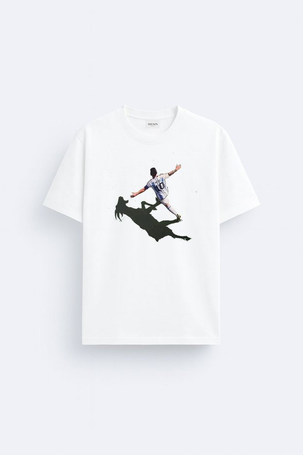 Messi Goat Printed Cotton White T-Shirt T-Shirt
