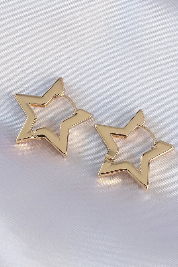 Brass Gold Color Star Earrings