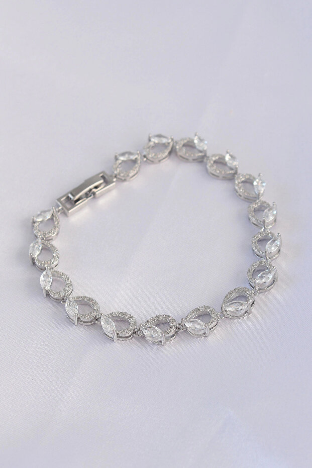 Vip Series Brass Zircon Stone Silver Color Barley Model Bracelet