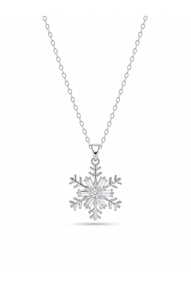 316L Steel Chain Silver Color Snowflake Model Zircon Stone Women's Necklace