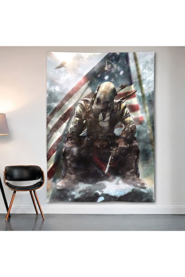 Assassin's Creed Iii Wall Covering Wall Tapestry First Quality Satin Fabric Poster