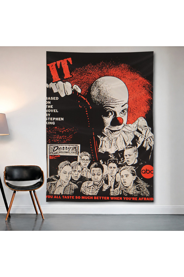 It Movie Pennywise Wall Covering Wall Tapestry First Quality Satin Fabric Poster