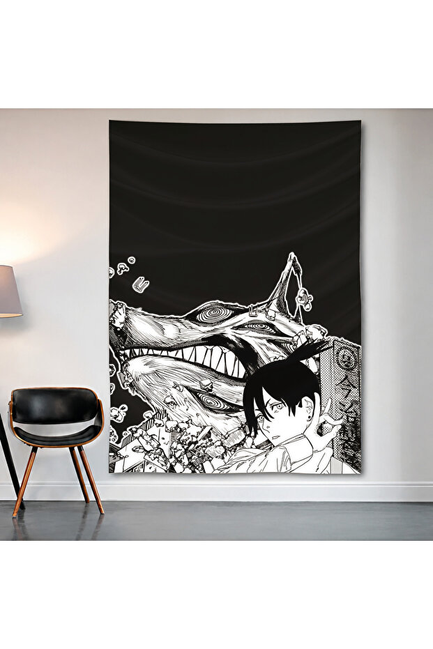 Anime Manga Black & White Wall Cloth Wall Tapestry First Quality Satin Fabric Poster