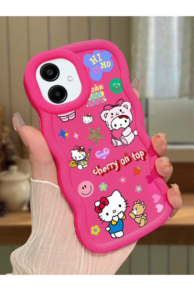 Samsung Galaxy A06 Compatible Case with Camera Protector Red Silicone Couple Phone Case Kitty Pattern