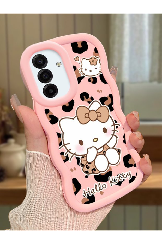 Samsung Galaxy A17 Compatible Case Camera Protector Pink Silicone Couple Phone Case Kitty Pattern