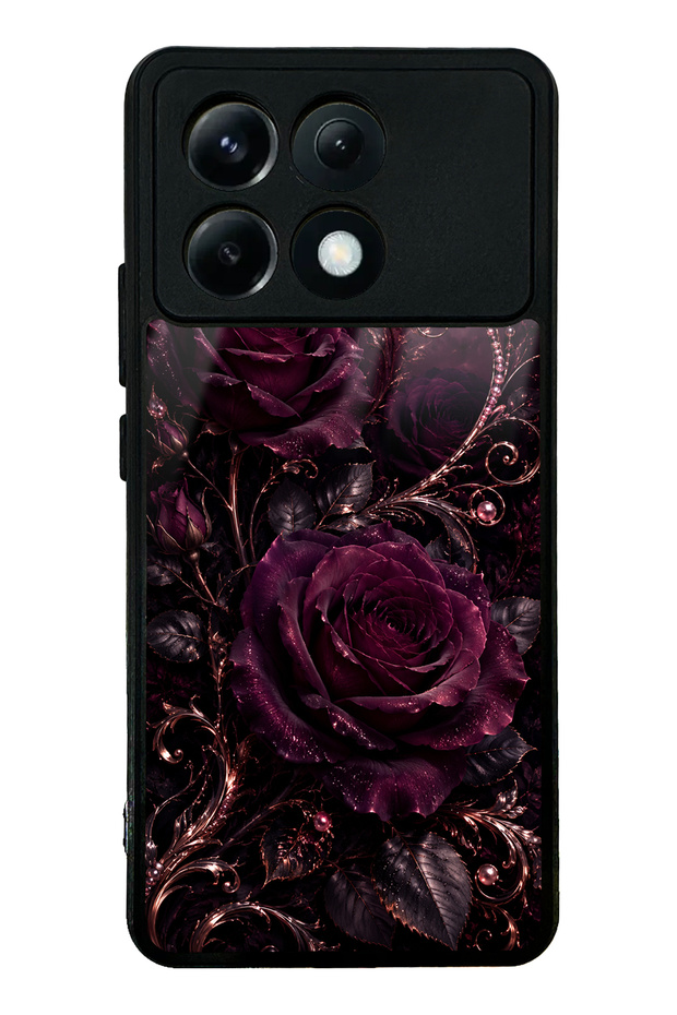 Xiaomi Poco X6 Pro Moonlit Burgundy Rose Design Glossy Phone Case