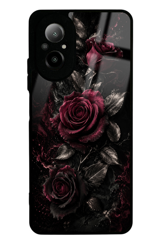 Realme 12 Lite Obsidian Burgundy Roses Design Glossy Phone Case