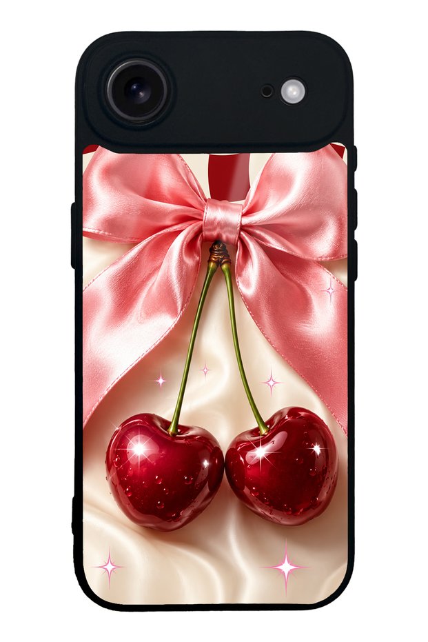 iPhone 17 Air Cherry Picnic Bow Design Glossy Phone Case