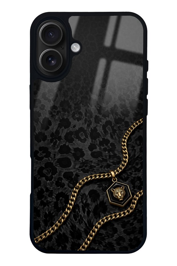 iPhone 16 Plus Black Panther Gold Design Glossy Phone Case
