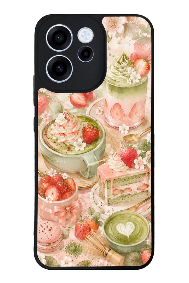 Oppo Reno 15F Blush Matcha Garden Design Glossy Phone Case
