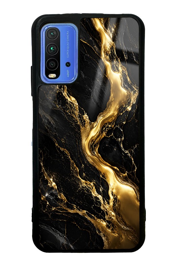 Xiaomi Redmi 9t Obsidian Gold Flow Design Glossy Phone Case