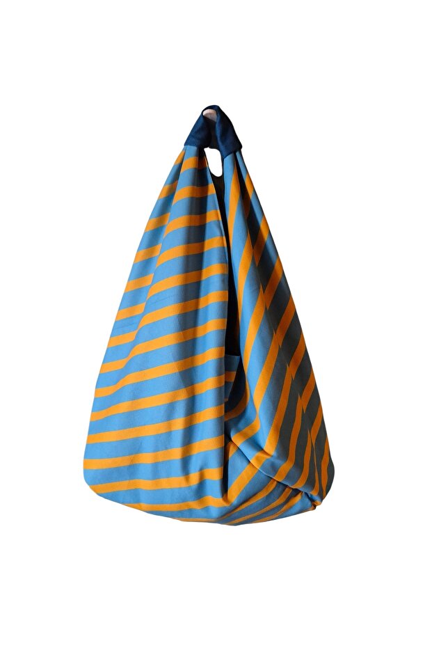 Hande Dizayn Valentine's Mother's Day Yellow Turquoise Striped Origami Model Shoulder Bag