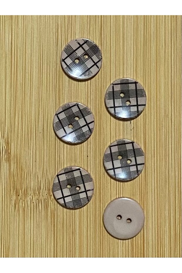 Plaid Cardigan Vest Jacket Button 2 cm 6 Pieces Milk Brown