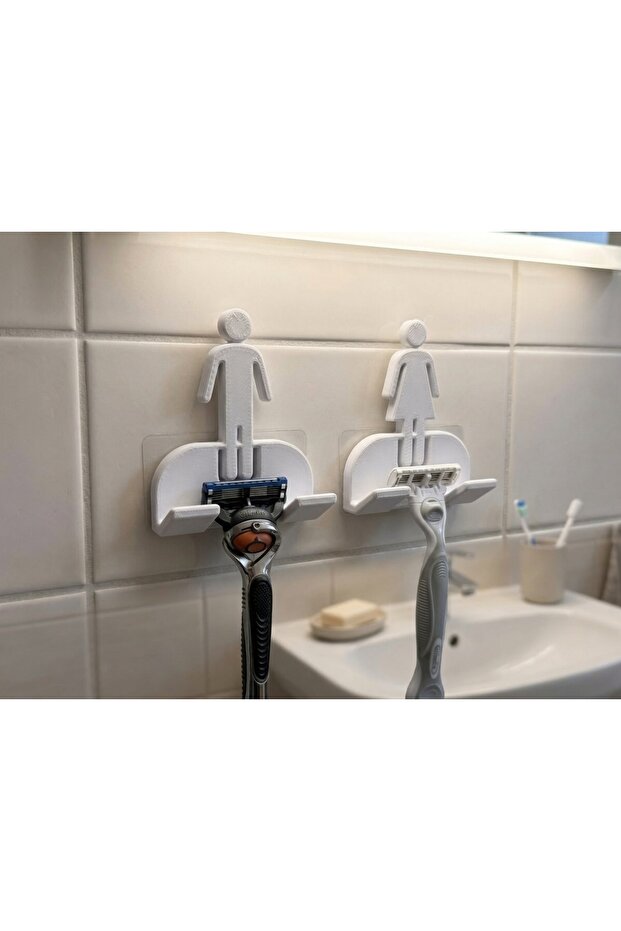 Specially Designed 2-Pack Wall Adhesive Razor Hanger - Men's & Women's Razor Holder Bathroom Organizer - Bathroom Razor Hanger Pair