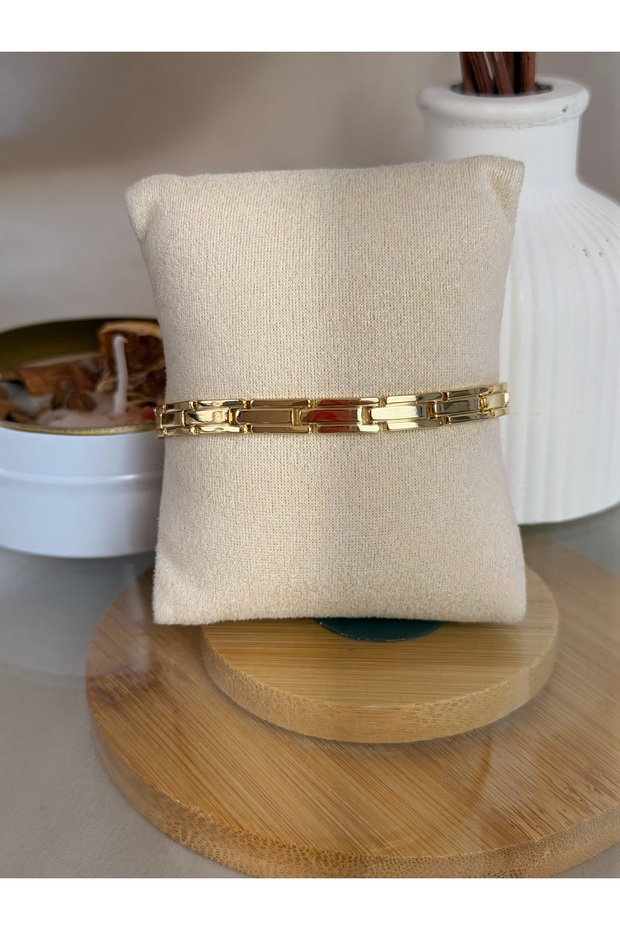 Geometric Chain Model Gold Women's Steel Bracelet