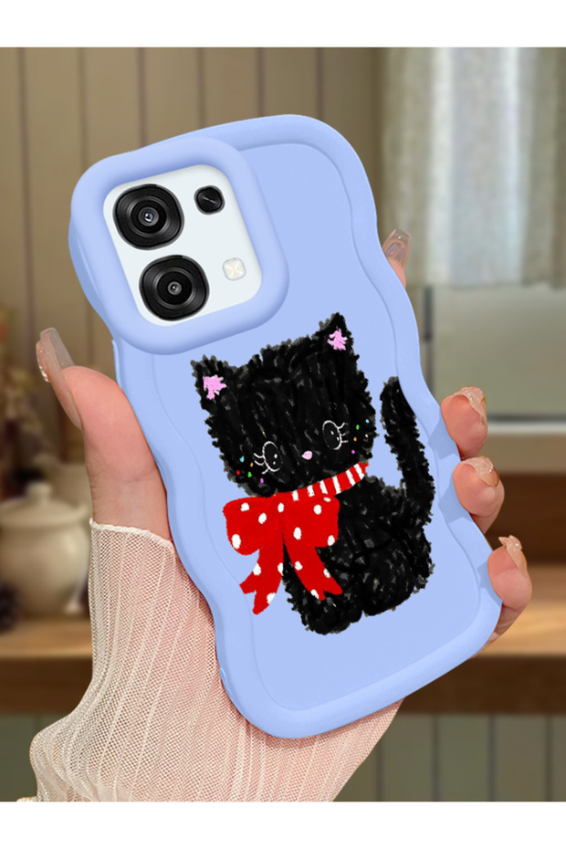 Oppo F31 5g Compatible Case Camera Protector Blue Silicone Couple Phone Case Cat Pattern