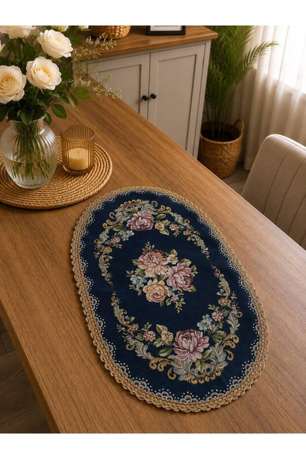 غطاء طاولة القهوة البيضاوي من رويال بوكيت شونيلي مقاس 40x60