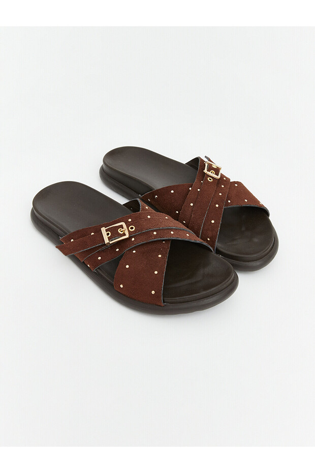 Vizyon New Season Staple Detailed Women's Cross-Strapped Slippers