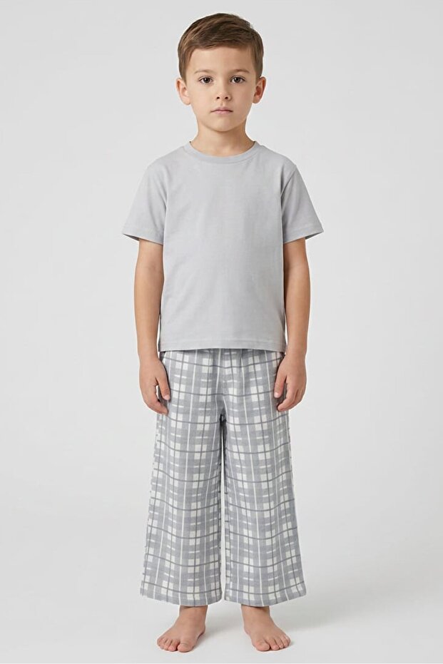 Lounge By Kids Boy 2 Pieces Windowpane Top And Pants Pyjama Set, Multicolor
