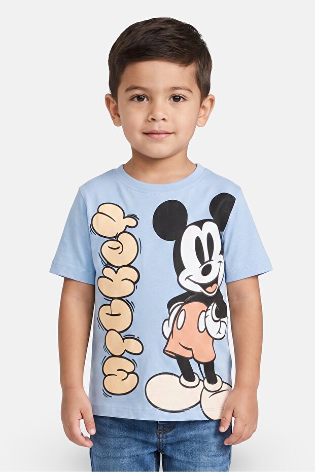 Mickey Mouse Toddlers Boy Crew Neck Short Sleeve Graphic Print T-Shirt, Blue