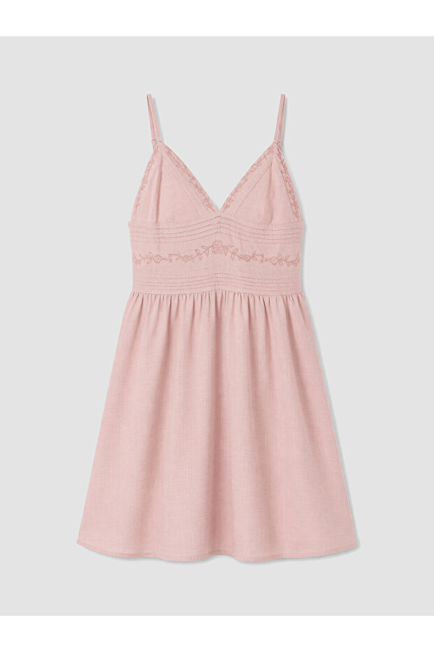 Nevavm Embroidered Mini Dress with String Straps and a Difference