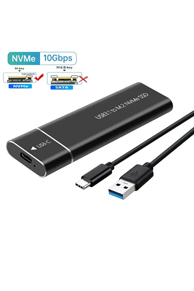 علبة خارجية لـ NVME M2 SSD تدعم فقط M.2 NVMe SATA SSD، محول USB 3.2 Gen2 USB C بسرعة 10 جيجابت في الثانية