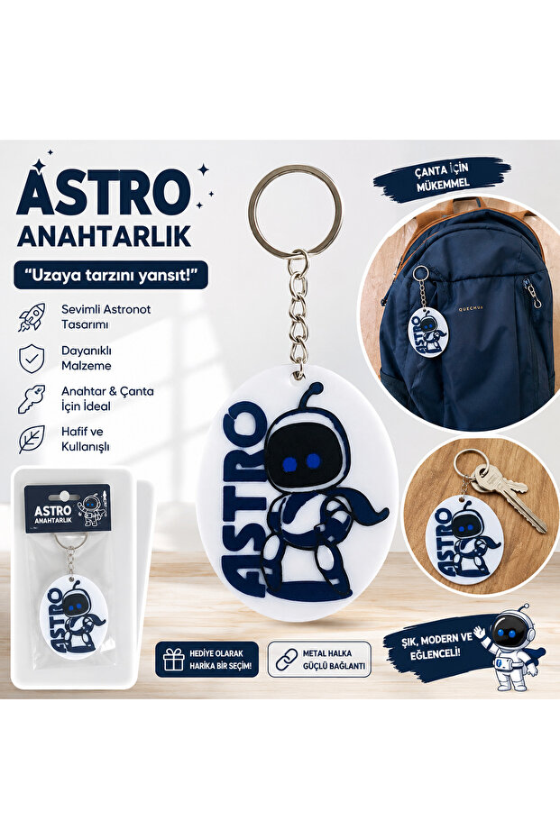 سلسلة مفاتيح ADASTORE Astro ثلاثية الأبعاد بتصميم روبوت - إكسسوار للحقائب والمفاتيح