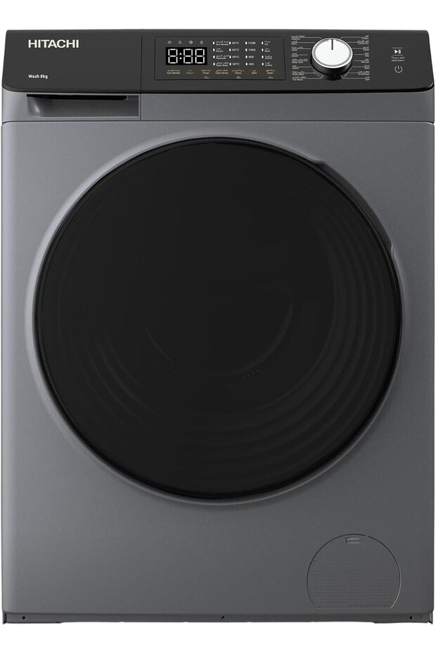 8kg Front Load Washing Machine, 1200RPM, Steam Hygiene & Auto Self Clean, Inverter Motor 10-Year , 16 Programs, Tangle-Free, LED Display, Dark Grey - BD-802HVOS