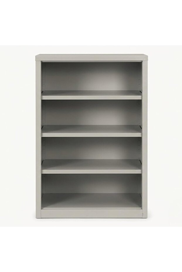 Heavy-Duty 4-Shelf Metal Storage Cabinet – 90cm Steel Bookcase for Home & Office, Adjustable Shelving Unit, Industrial Grey Open Shelf Organizer (60 x 40 x 90 cm)