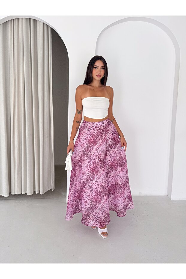 Women's Digital Printed Modal Fabric High Waist Long Flared Maxi Skirt
