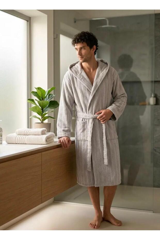 Hooded Bathrobe (Microcotton Towel)-(Length: between 120-130 cm)