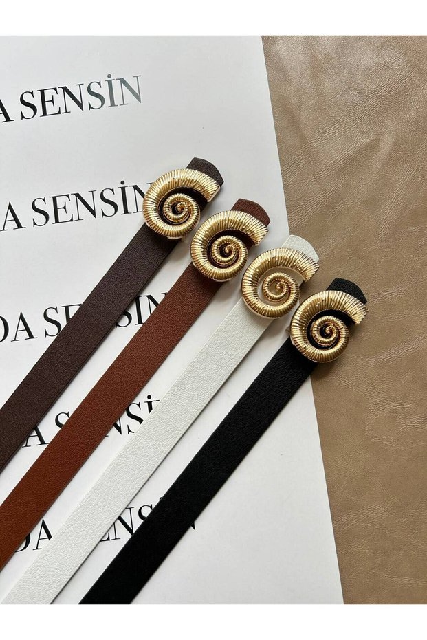 4-Pack Lime Gold Seashell Buckle Belt Waist Belt Jacket Belt Dress Belt Trouser Belt