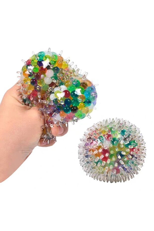 Colorful Gel Beaded Spiky Stress Ball - Squeezable Squishy Soft Toy (1 Piece)