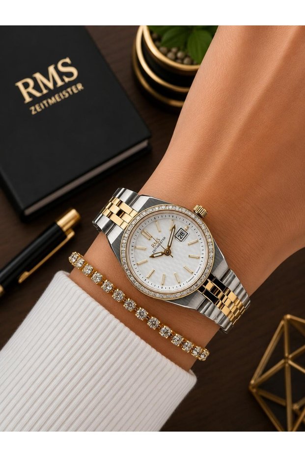 Romanson Premium Special Design Cord 2 Years Guarantee 5 Atm Women Wrist Watch+Bracelet A2175.40