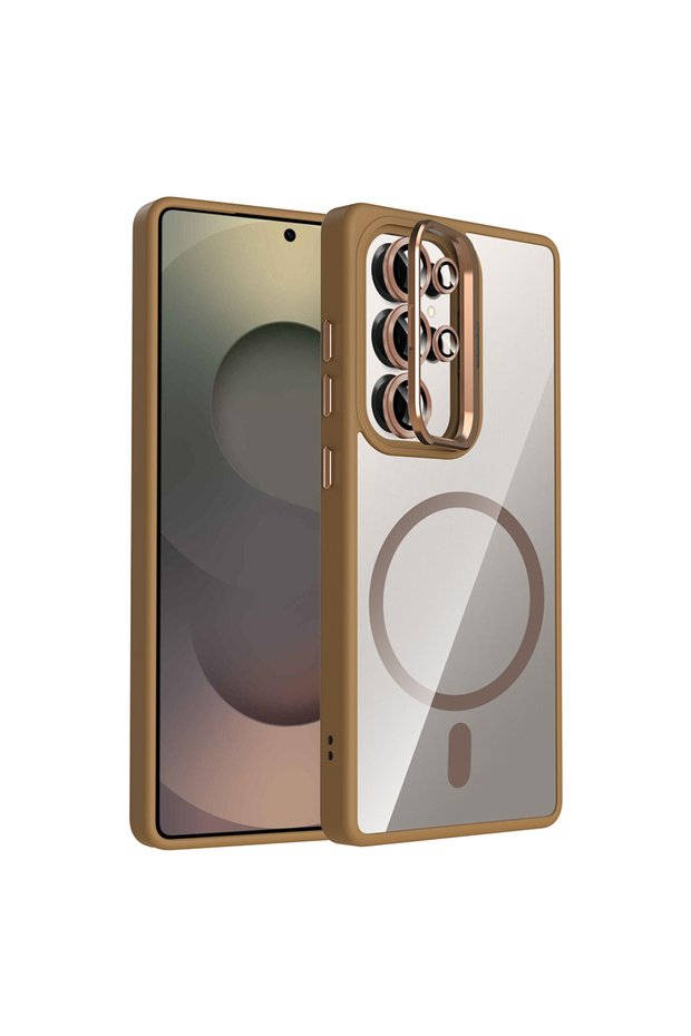 Galaxy S25 Ultra Case with Camera Stand, Magsafe Compatible, Transparent Back, Silicone Omsy