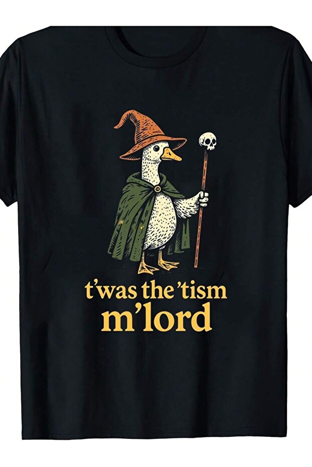 Funny Wizard Duck Printed Oversize Crew Neck Summer T-Shirt