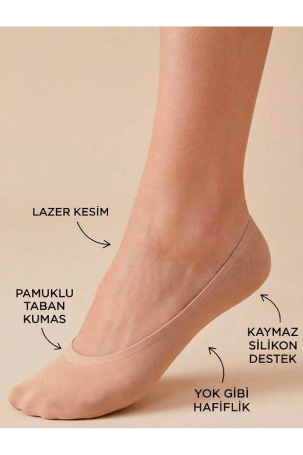 Laser Cut Cotton Sole Women's Invisible Ballerina Socks Light Skin